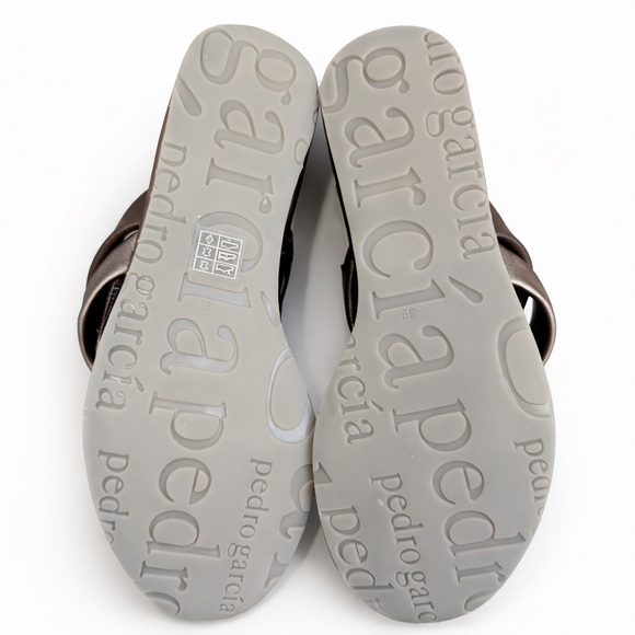Pedro García Brown & Metallic Taupe Wedge Sandals Size 39